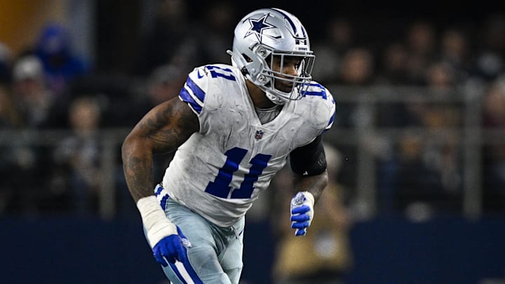 Dec 24, 2022; Arlington, Texas, USA; Dallas Cowboys linebacker Micah Parsons (11) in action during the game between the Dallas Cowboys and the Philadelphia Eagles at AT&T Stadium. Mandatory Credit: Jerome Miron-Imagn Images