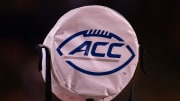 Sep 4, 2021; Charlottesville, Virginia, USA; A detailed view of the ACC logo on the down marker used during the game between William & Mary Tribe and the Virginia Cavaliers at Scott Stadium. 