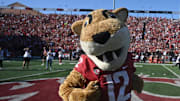 Sep 9, 2023; Pullman, Washington, USA; Washington State Cougars mascot Butch performs against the Wisconsin Badgers in the first half at Gesa Field at Martin Stadium. Mandatory Credit: James Snook-Imagn Images