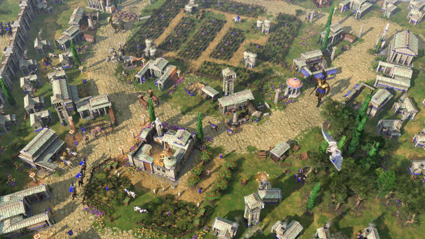 Age of Mythology: Retold screenshot of a Greek town.