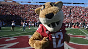 Sep 9, 2023; Pullman, Washington, USA; Washington State Cougars mascot Butch performs against the Wisconsin Badgers in the first half at Gesa Field at Martin Stadium. Mandatory Credit: James Snook-USA TODAY Sports