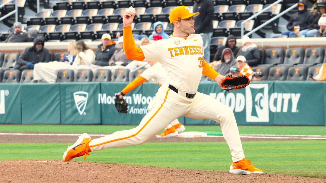 RHP Bo Rhudy pitching in Game 3 vs. Kent State