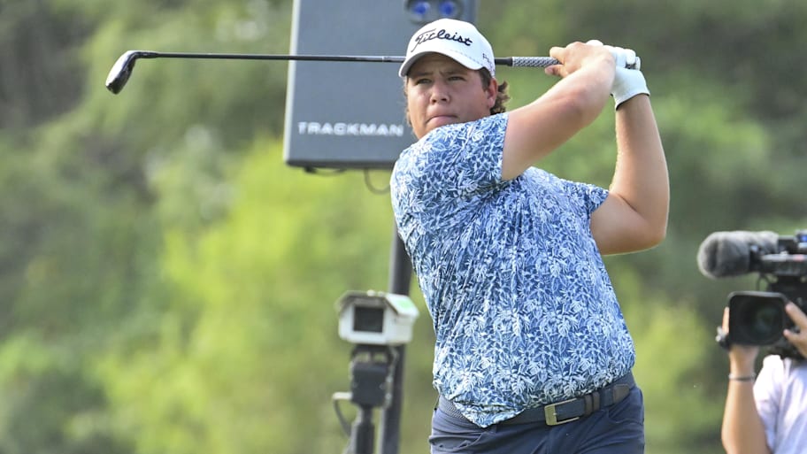 Aldrich Potgieter plays his shot from the 9th tee during the second round of the 2025 FedEx St. Jude Championship.