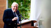 Former SEC commissioner Roy Kramer speaks during a dedication ceremony of the Doug Dickey Hall of Fame Plaza at the Neyland-Thompson Sports Complex in Knoxville, Tennessee on Friday, October 4, 2019. Dickey led UT to its second SEC title in 1969 and served as the Vols' Director of Athletics from 1986 to 2003.

Doug Dickey