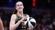 Jun 17, 2025; Indianapolis, Indiana, USA; Indiana Fever guard Caitlin Clark (22) in the first half against the Connecticut Sun at Gainbridge Fieldhouse. Mandatory Credit: Trevor Ruszkowski-Imagn Images