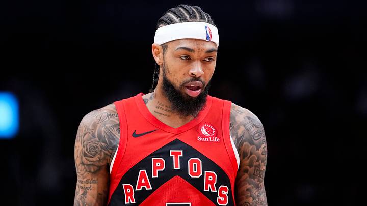 Dec 31, 2025; Toronto, Ontario, CAN;  Toronto Raptors forward Brandon Ingram (3) looks on against the Denver Nuggets during the second half at Scotiabank Arena. Mandatory Credit: Kevin Sousa-Imagn Images
