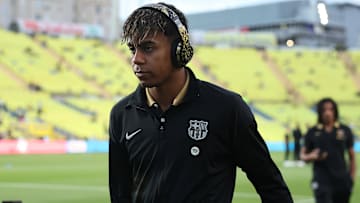 Lamine Yamal en la previa del partido entre el FC Barcelona y Las Palmas