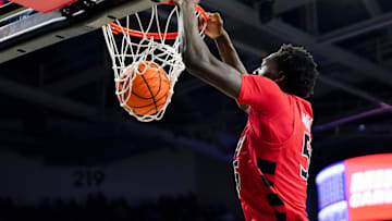 Cincinnati Bearcats forward Aziz Bandaogo (55) dunks the ball in the second half of a NCAA men’s basketball game between the Cincinnati Bearcats and Kansas State Wildcats, Wednesday, March 5, 2025, at Fifth Third Arena in Cincinnati. Wildcats won 54-49.