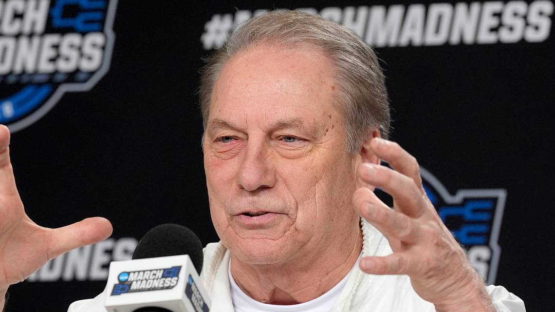 Michigan State basketball coach Tom Izzo tells a story to the media while recalling his very first Sweet 16 during a press conference at Capital One Arena in Washington DC on Thursday, March 26, 2026. 
The Spartans play the University of Connecticut on Friday evening.