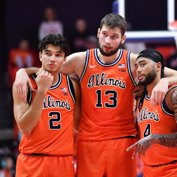 Illinois is a small underdog against UConn in college basketball action on Friday, Nov. 28.