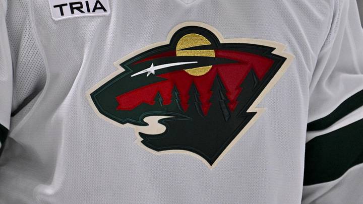 Sep 23, 2025; Dallas, Texas, USA; A view of the Minnesota Wild logo during the game between the Dallas Stars and the Minnesota Wild at American Airlines Center. 