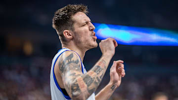 Vit Krecji reacts during EuroBasket play earlier this year.