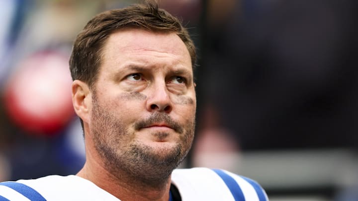 Dec 14, 2025; Seattle, Washington, USA; Indianapolis Colts quarterback Philip Rivers (17) walks to the locker room following the second quarter against the Seattle Seahawks at Lumen Field. Mandatory Credit: Kevin Ng-Imagn Images