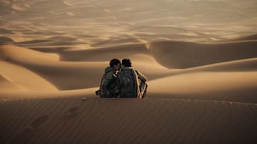 (L-r) ZENDAYA as Chani and TIMOTHÉE CHALAMET as Paul Atreides. in Warner Bros. Pictures and Legendary Pictures’ action adventure “DUNE: PART TWO,” a Warner Bros. Pictures release. Photo Credit: Courtesy Warner Bros. Pictures © 2023 Warner Bros. Entertainment Inc. All Rights Reserved.