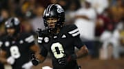 Mississippi State Bulldogs wide receiver Brenen Thompson (0) reacts after a touchdown during the fourth quarter against the Arizona State Sun Devils at Davis Wade Stadium at Scott Field.