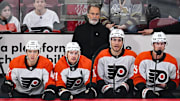 Mar 28, 2024; Montreal, Quebec, CAN; Philadelphia Flyers head coach John Tortorella looks towards the play against the Montreal Canadiens during the first period at Bell Centre. Mandatory Credit: David Kirouac-Imagn Images