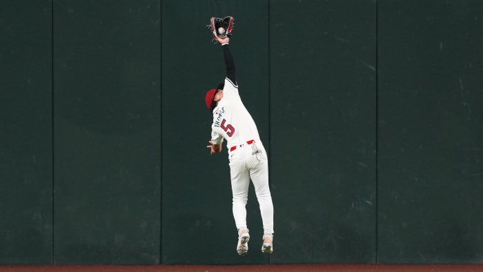 Mar 28, 2024; Phoenix, Arizona, USA; Arizona Diamondbacks center fielder Alek Thomas (5) makes a