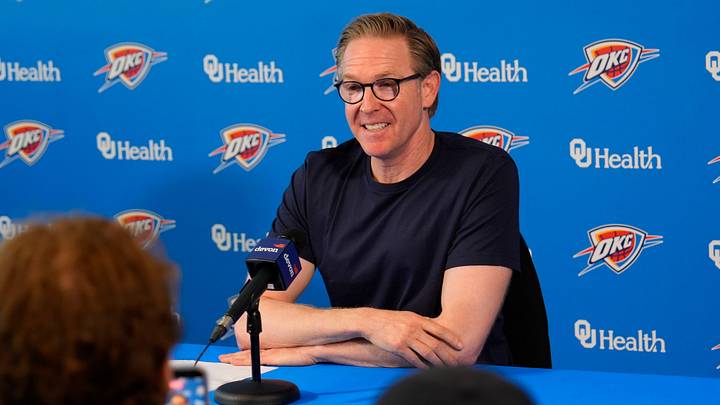 Sam Presti, Thunder General Manager, has his end-of-season media access, Monday, June 8, 2026.
