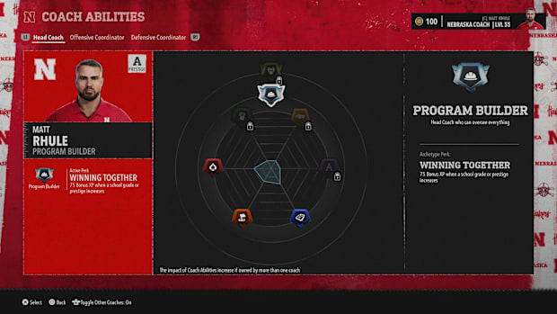 Nebraska coach Matt Rhule in EA Sports College Football 26.