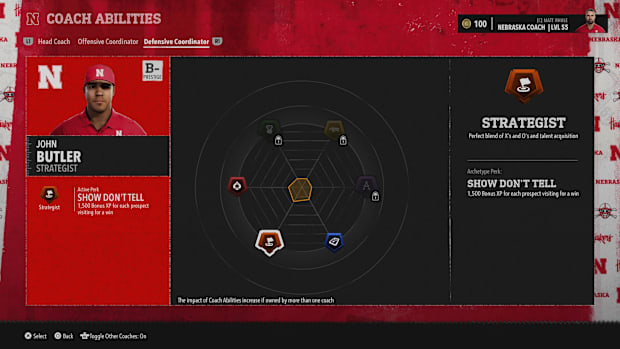 Nebraska defensive coordinator John Butler in EA Sports College Football 26.