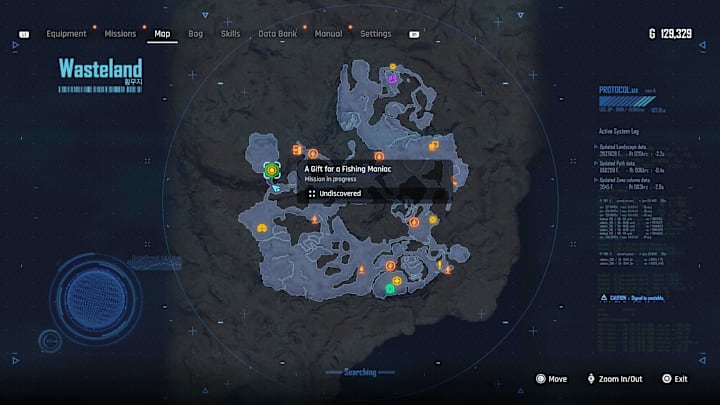 A map showing the location of the Fishing Maniac's Chest.