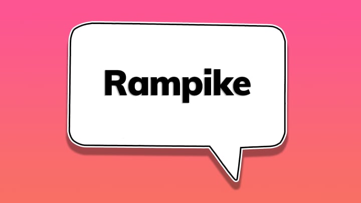 The word ‘rampike’ in a speech bubble