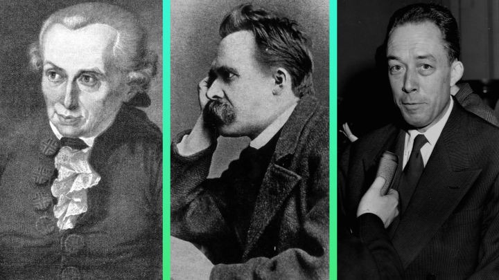 Immanuel Kant, Friedrich Nietzsche, and Albert Camus.
