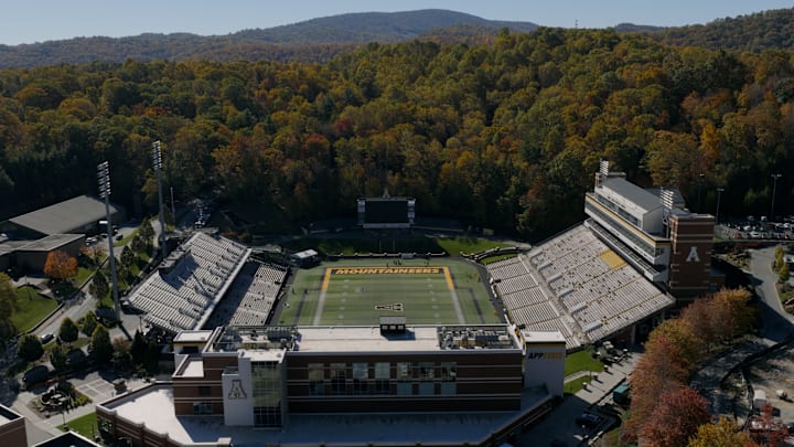 Surrounded by the Blue Ridge Mountains, Appalachian State’s Kidd Brewer Stadium is one of the most scenic settings in college football. Surrounded by the Blue Ridge Mountains, Appalachian State’s Kidd Brewer Stadium is one of the most scenic settings in college football.