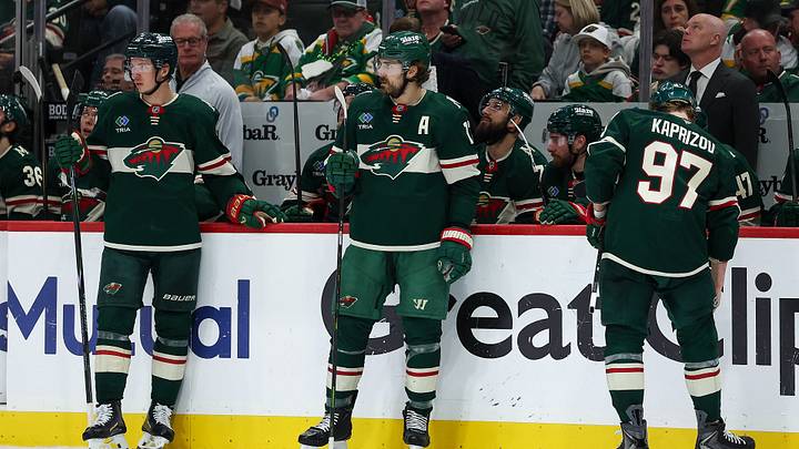 May 11, 2026; Saint Paul, Minnesota, USA; Minnesota Wild players look on during the third period in game four of the second round of the 2026 Stanley Cup Playoffs against the Colorado Avalanche at Grand Casino Arena. Mandatory Credit: Matt Krohn-Imagn Images
