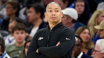 Apr 13, 2025; San Francisco, California, USA; LA Clippers head coach Tyronn Lue looks on against the Golden State Warriors during the first quarter at Chase Center. Mandatory Credit: Robert Edwards-Imagn Images