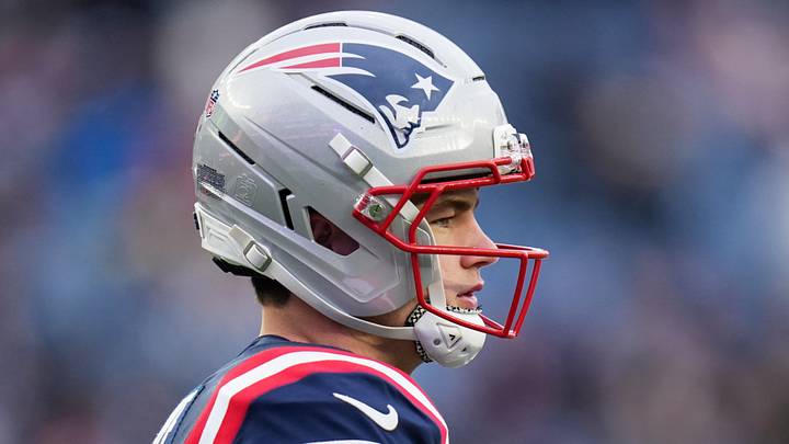 Jan 4, 2026; Foxborough, Massachusetts, USA; New England Patriots quarterback Drake Maye (10) looks to throw a pass before the game against the Miami Dolphins at Gillette Stadium. Mandatory Credit: David Butler II-Imagn Images
