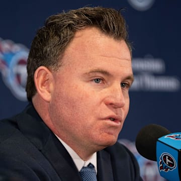 Mike Borgonzi speaks during a press conference announcing him as the new Titans’ GM at Titans facility in Nashville , Tenn., Wednesday, Jan. 22, 2025.