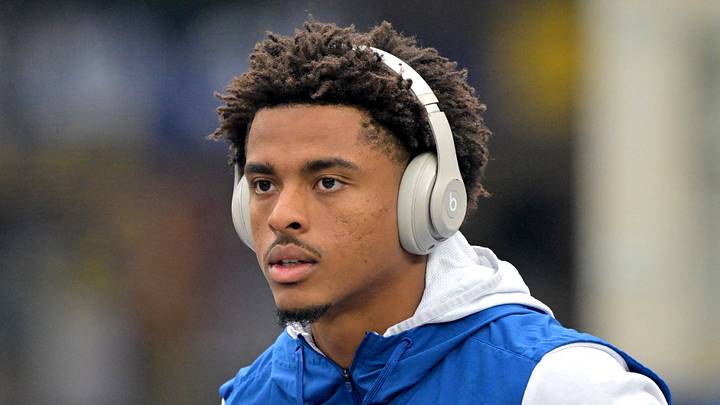 Indianapolis Colts wide receiver Josh Downs warms up