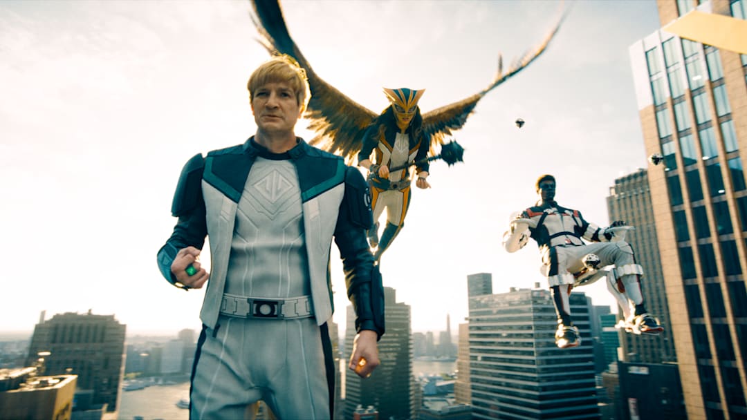 (From L-R) NATHAN FILLION as Guy Gardner, ISABELA MERCED as Hawkgirl and EDI GATHEGI as Mr. Terrific in DC Studios’ and Warner Bros. Pictures’ “SUPERMAN,” a Warner Bros. Pictures release. Photo Credit: Courtesy of Warner Bros. Pictures. Copyright: © 2025 Warner Bros. Ent. All Rights Reserved. TM & © DC