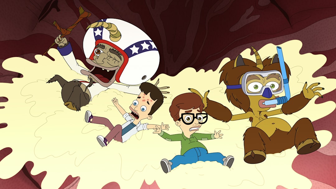 Big Mouth S8 (L to R) Nick Kroll as Rick the Hormone Monster, Nick Kroll as Nick Birch, John Mulaney as Andrew Glouberman, and Nick Kroll as Maury the Hormone Monster in Big Mouth S8. Cr. Courtesy of Netflix © 2025