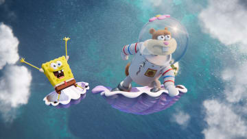Saving Bikini Bottom: The Sandy Cheeks Movie - (L-R) SpongeBob SquarePants (voiced by Tom Kenny) and Sandy Cheeks (voiced by Carolyn Lawrence). Cr: Netflix © 2023