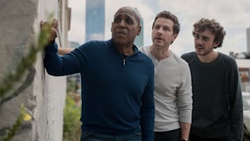 MANIFEST SEASON 04. (L to R) Daryl Edwards as Robert Vance, Josh Dallas as Ben Stone, and Ty Doran as Cal Stone in Manifest Season 04