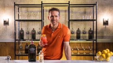 Ryan Reynolds shows off his Deadpool Vasectomy (the drink) - credit: Aviation Gin