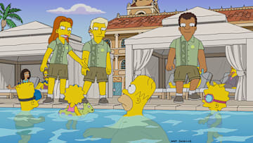 THE SIMPSONS: The Simpsons encounter death on vacation at a high-end resort on the all-new "The Yellow Lotus" episode of THE SIMPSONS airing Sunday, Sept 29 (8:00-8:30 PM ET/PT) on FOX. THE SIMPSONS © 2024 by 20th Television.