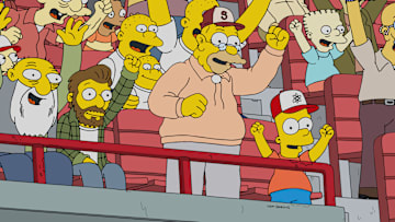 THE SIMPSONS: After Grampa and Moe recruit a Macedonian slugger to play in Springfield, it strains their friendship and the very integrity of baseball in the “Abe League Of Their Moe” episode of THE SIMPSONS airing Sunday, April 27 (8:00-8:30 PM ET/PT) on FOX. THE SIMPSONS © 2025 by 20th Television.