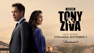 NCIS: Tony & Ziva Season 1 Key Art featuring Michael Weatherly as Tony Dinozzo and Cote De Pablo as Ziva David, airing on Paramount+ 2025. Photo Credit: Paramount+