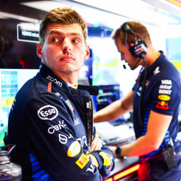 MONZA, ITALY - SEPTEMBER 01: Max Verstappen of the Netherlands and Oracle Red Bull Racing looks on in the garage prior to the F1 Grand Prix of Italy at Autodromo Nazionale Monza on September 01, 2024 in Monza, Italy. (Photo by Mark Thompson/Getty Images)