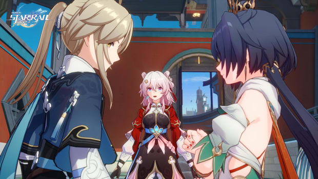 Honkai: Star Rail screenshot of Yanqing, Yunli, and March 7th (Hunt).