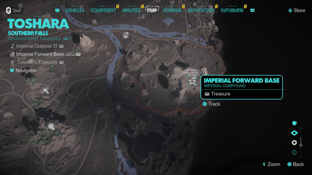 A map image showing the Imperial Forward Base in Star Wars Outlaws