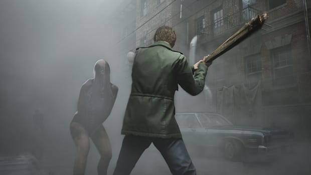 James Sunderland beating a monster with a club