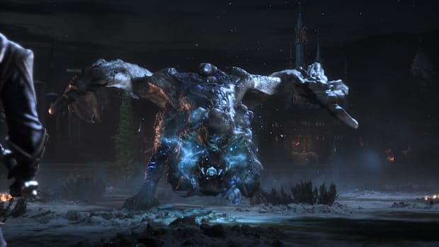 Dragon Age: The Veilguard screenshot of a Blighted Dragon. It glows blue with gross pustules all over its face and body.