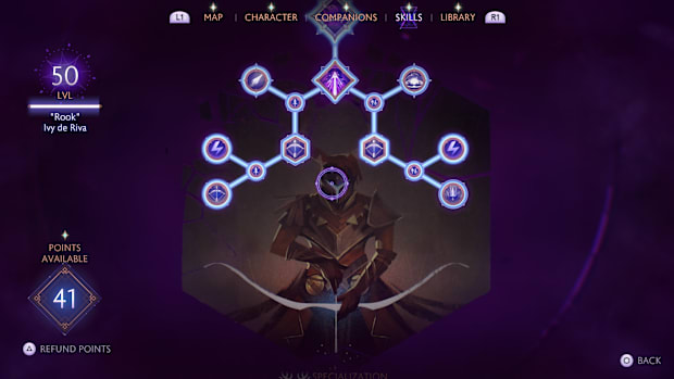 Dragon Age: The Veilguard screenshot of a specialization on the skill tree.