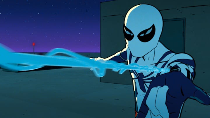 Peter Parker/Spider-Man (Hudson Thames) wearing Oscrop Next-Gen Suit in Marvel Animation's YOUR FRIENDLY NEIGHBORHOOD SPIDER-MAN, exclusively on Disney+. Photo courtesy of Marvel Animation. © 2025 MARVEL. All Rights Reserved.