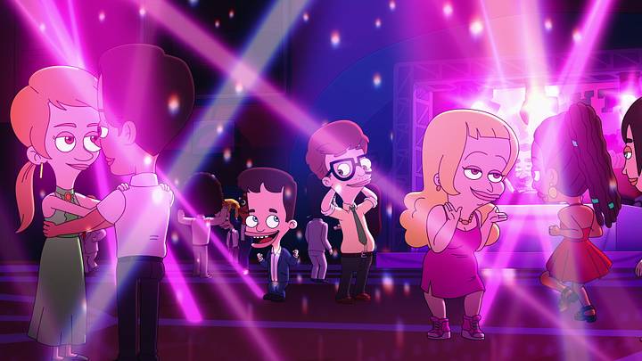 Big Mouth S8 (L to R) Nick Kroll as Nick Birch, John Mulaney as Andrew Glouberman, and Nick Kroll as Lola Skumpy in Big Mouth S8. Cr. Courtesy of Netflix © 2025