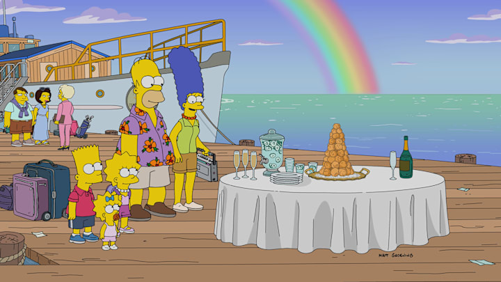 THE SIMPSONS: The Simpsons encounter death on vacation at a high-end resort on the all-new "The Yellow Lotus" episode of THE SIMPSONS airing Sunday, Sept 29 (8:00-8:30 PM ET/PT) on FOX. THE SIMPSONS © 2024 by 20th Television.